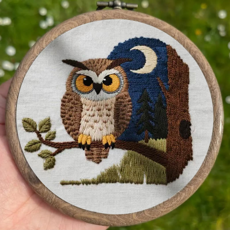 Rubbyoo Embroidery Kit - Moonlit Owl | Twilight Nature Art | Refined Home Showcase - image 3