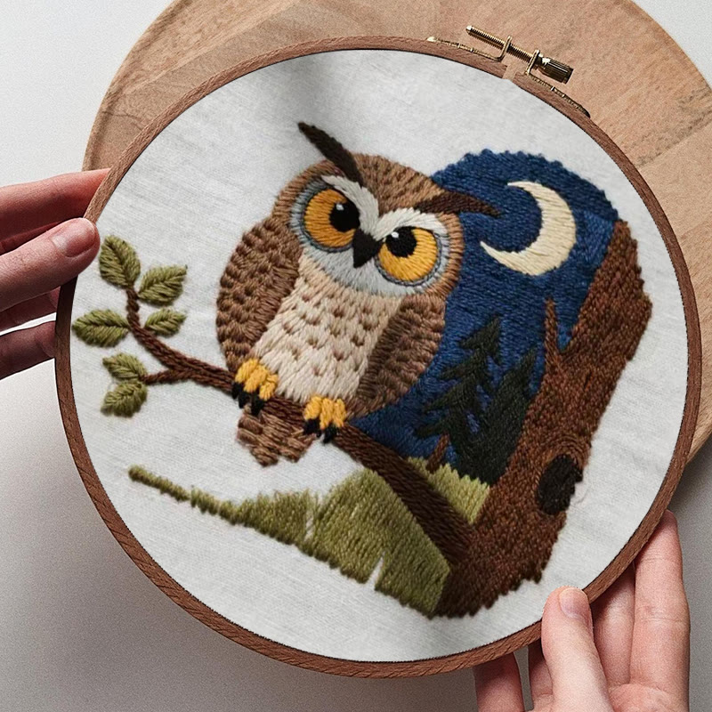 Rubbyoo Embroidery Kit - Moonlit Owl | Twilight Nature Art | Refined Home Showcase - image 8