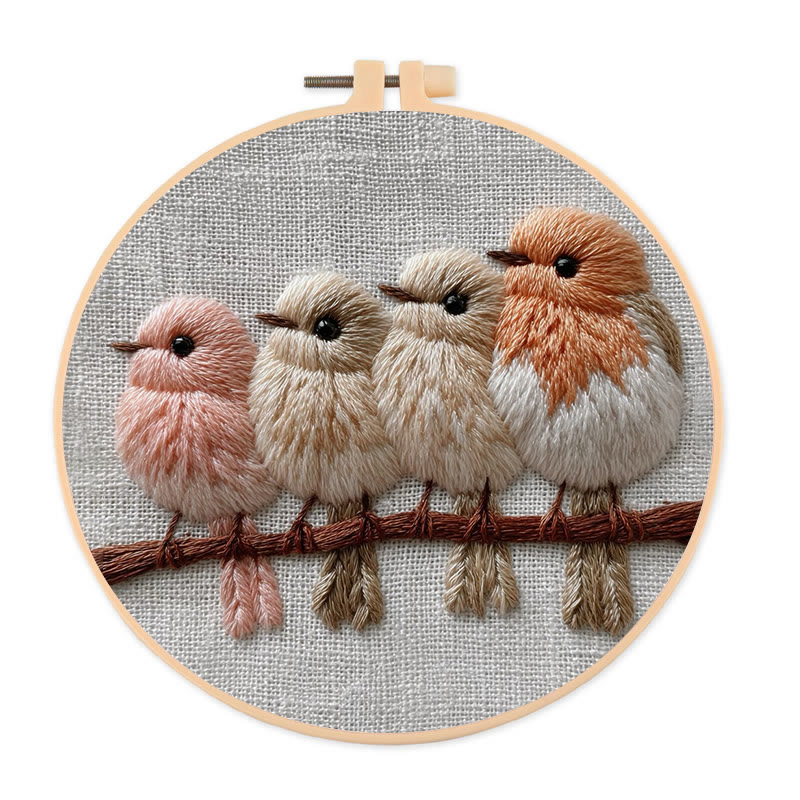 Rubbyoo Embroidery Kit - Little Birds On Branch | Cozy Home Accent | Decorative Stitch Art - 20*20cm - image 1