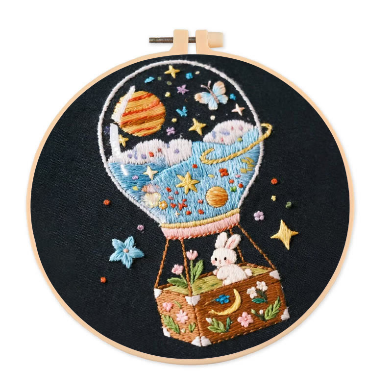 Rubbyoo Embroidery Kit - Starry Balloon Journey | Dreamlike Stitch Artwork | Handmade Decorative Piece - 20*20cm - image 1