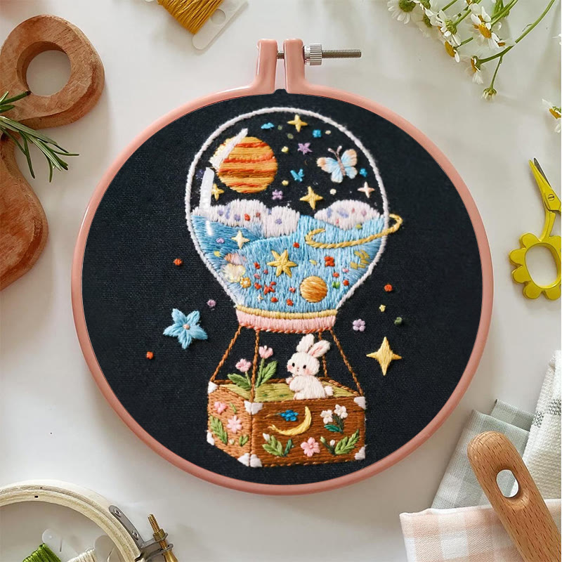 Rubbyoo Embroidery Kit - Starry Balloon Journey | Dreamlike Stitch Artwork | Handmade Decorative Piece - image 4