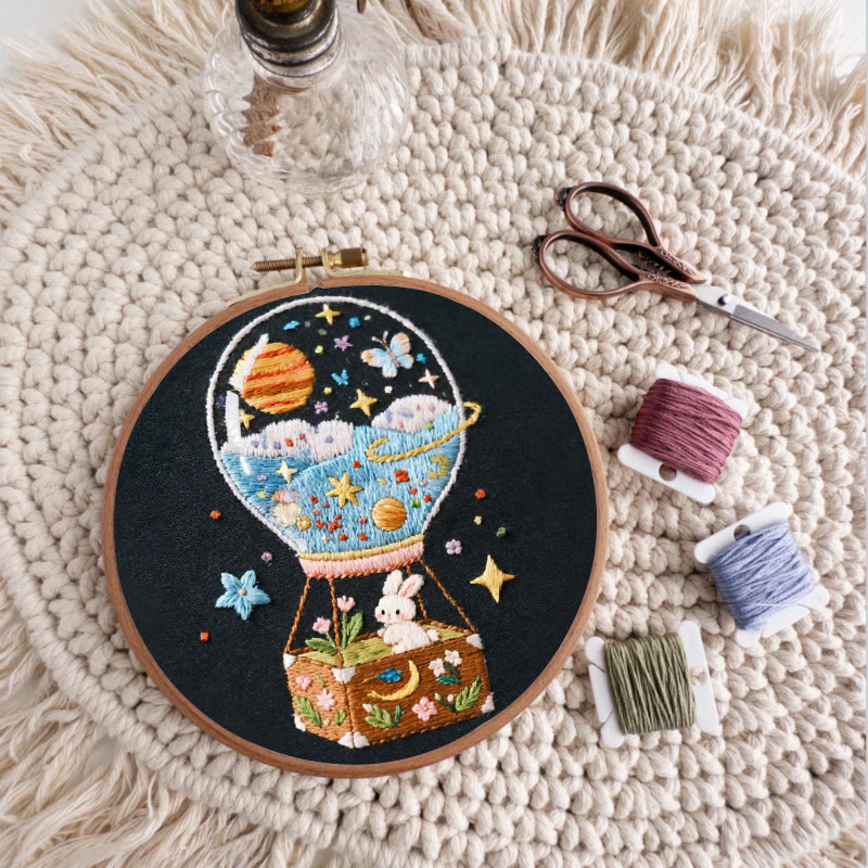 Rubbyoo Embroidery Kit - Starry Balloon Journey | Dreamlike Stitch Artwork | Handmade Decorative Piece - image 9