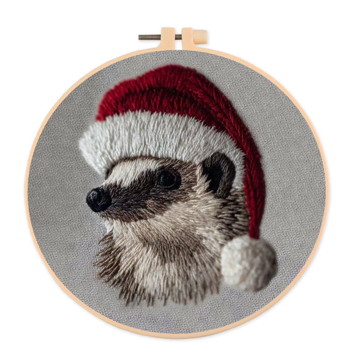 Rubbyoo Embroidery Kit - Holiday Hedgehog Design | Cozy Christmas Embroidery | Beginner Diy Project - 20*20cm - image 1