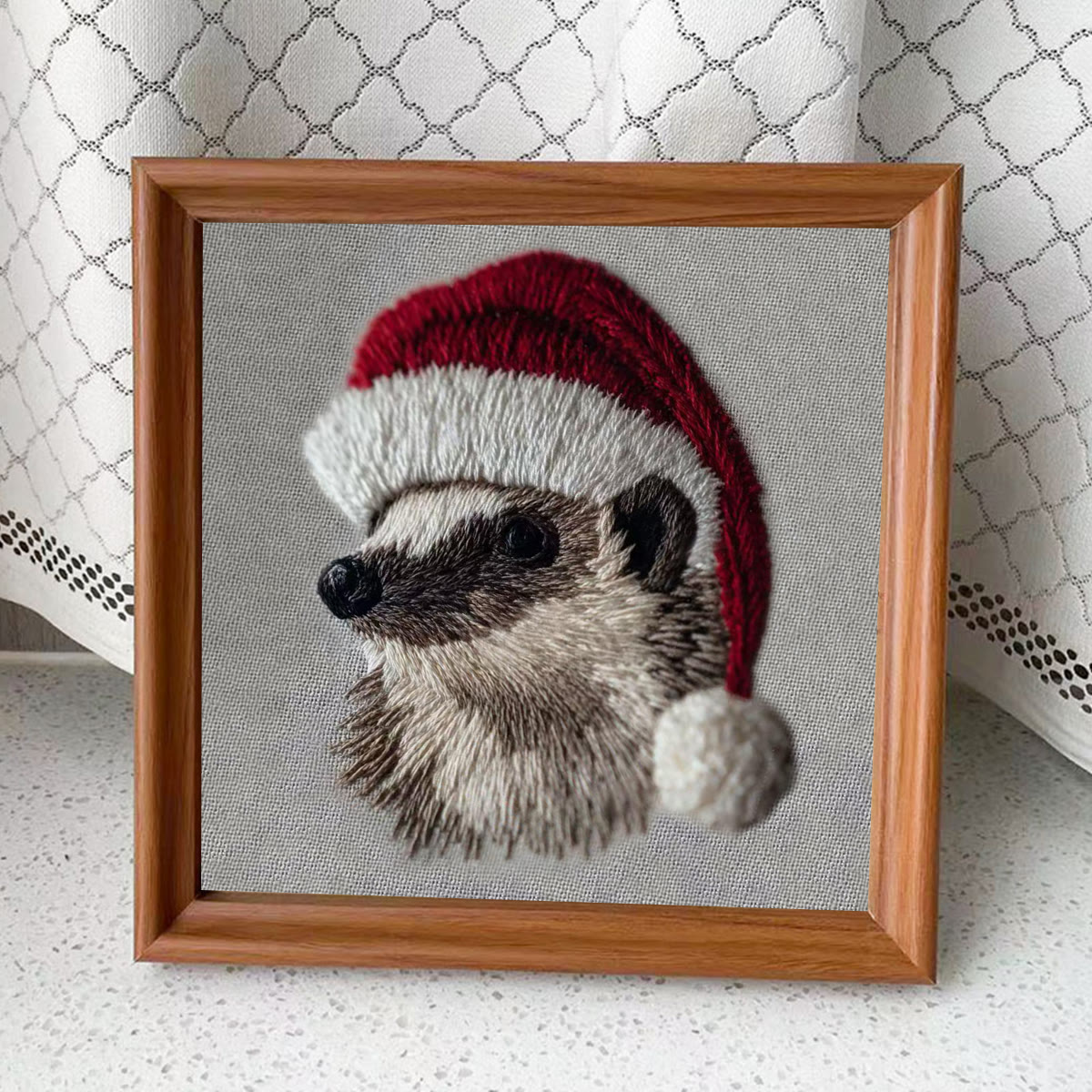 Rubbyoo Embroidery Kit - Holiday Hedgehog Design | Cozy Christmas Embroidery | Beginner Diy Project - Embroidery Kit Plus An Extra Frame - image 2