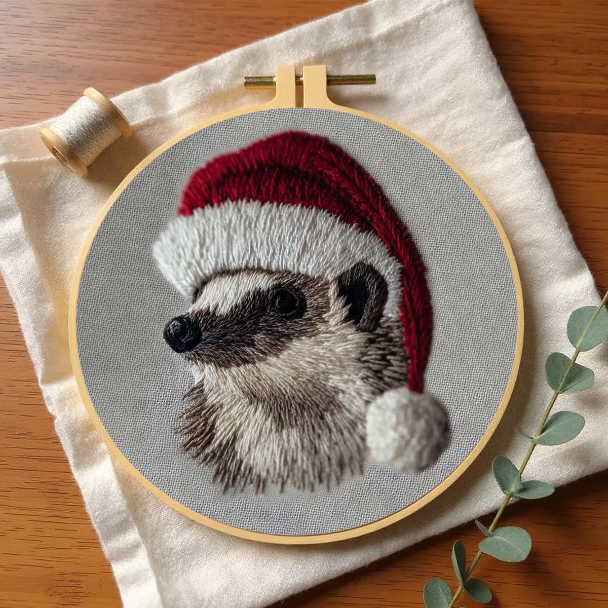 Rubbyoo Embroidery Kit - Holiday Hedgehog Design | Cozy Christmas Embroidery | Beginner Diy Project - image 4