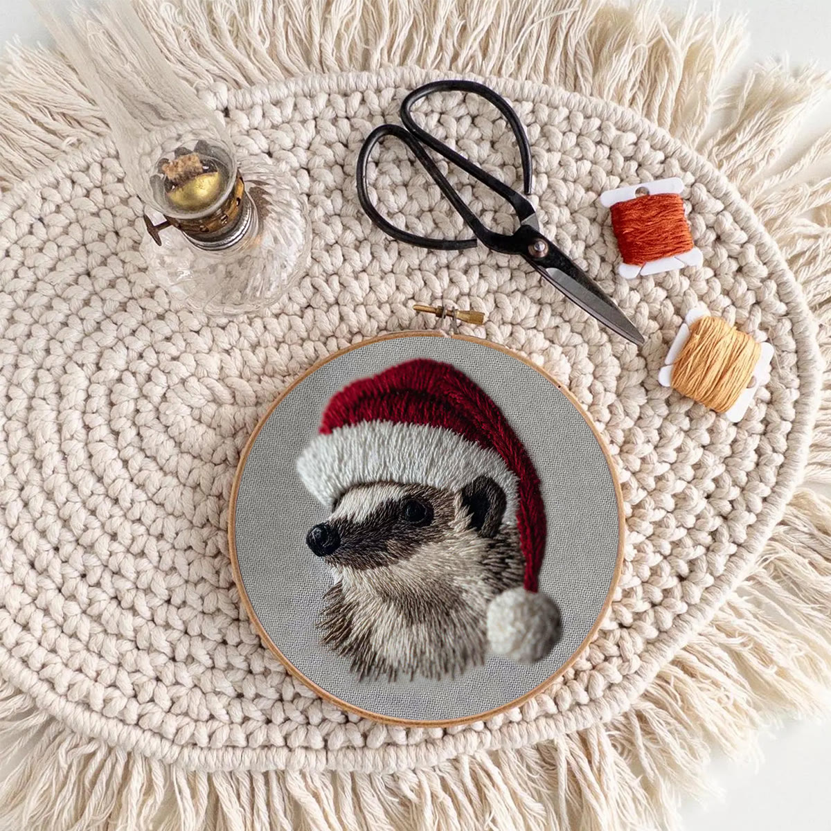 Rubbyoo Embroidery Kit - Holiday Hedgehog Design | Cozy Christmas Embroidery | Beginner Diy Project - image 9