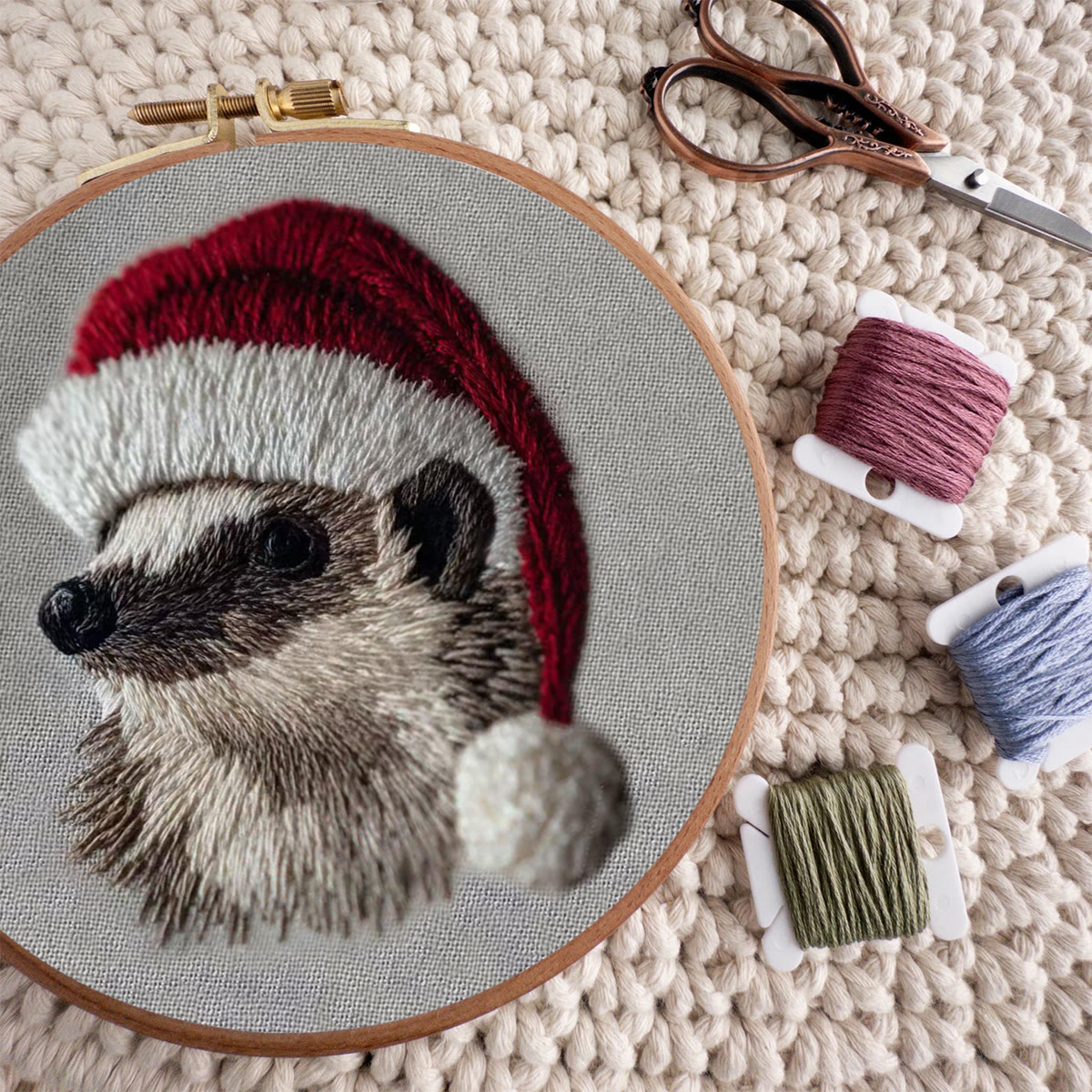 Rubbyoo Embroidery Kit - Holiday Hedgehog Design | Cozy Christmas Embroidery | Beginner Diy Project - image 7