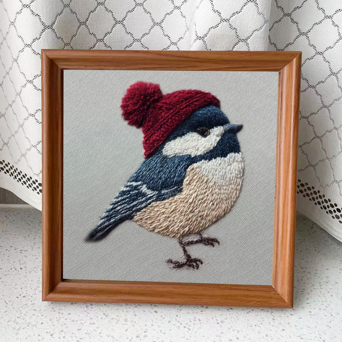 Rubbyoo Embroidery Kit - Festive Winter Bird | Cozy Seasonal Decor | Ideal Christmas Gift DIY - Embroidery Kit Plus An Extra Frame - image 2