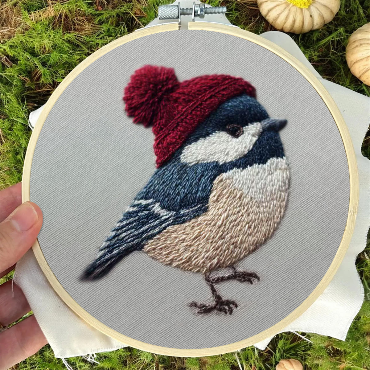 Rubbyoo Embroidery Kit - Festive Winter Bird | Cozy Seasonal Decor | Ideal Christmas Gift DIY - image 3