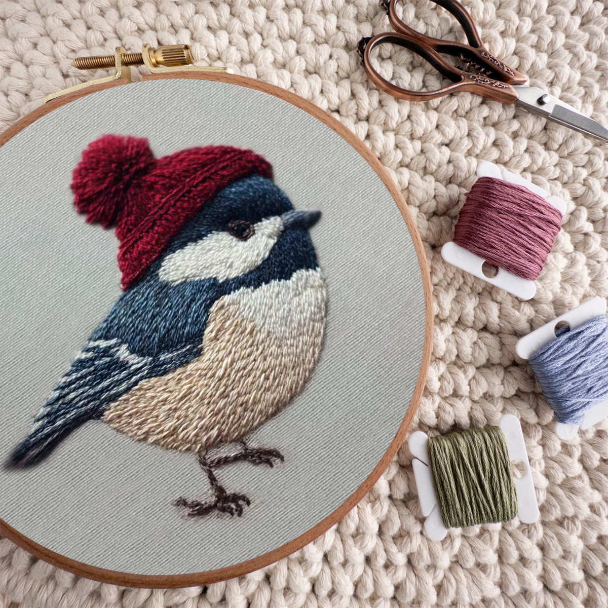 Rubbyoo Embroidery Kit - Festive Winter Bird | Cozy Seasonal Decor | Ideal Christmas Gift DIY - image 8