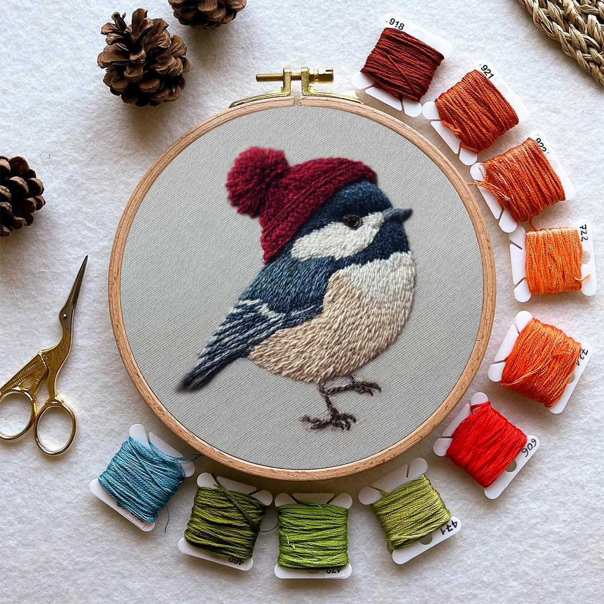 Rubbyoo Embroidery Kit - Festive Winter Bird | Cozy Seasonal Decor | Ideal Christmas Gift DIY - image 10
