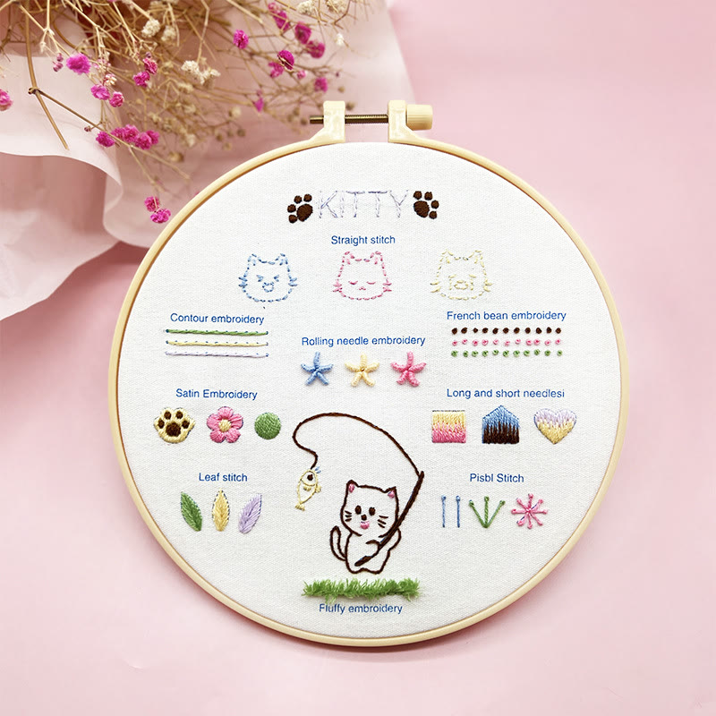 Rubbyoo 4-piece Kitten Embroidery Starter Kit - Lovely Cat Series | Beginners Stitch Practice   | Perfect Handicraft For Cat Lover - image 3