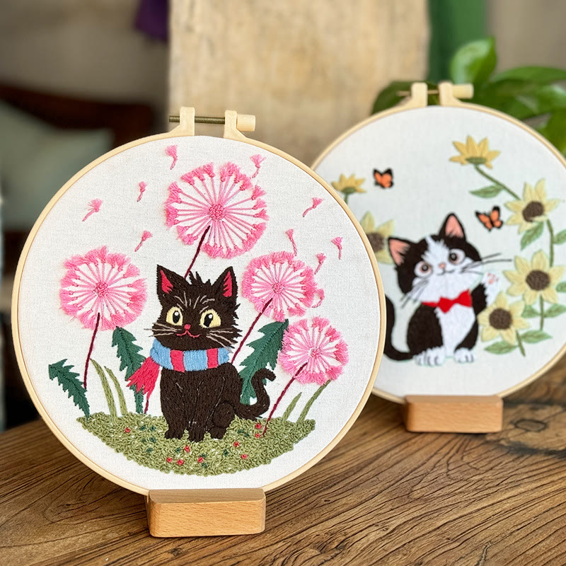 Rubbyoo 4-piece Kitten Embroidery Starter Kit - Lovely Cat Series | Beginners Stitch Practice   | Perfect Handicraft For Cat Lover - image 2