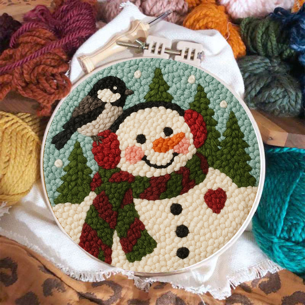Winter Snowman Punch Needle Kit – Handcrafted Art | Cozy Seasonal Decor  - image 2