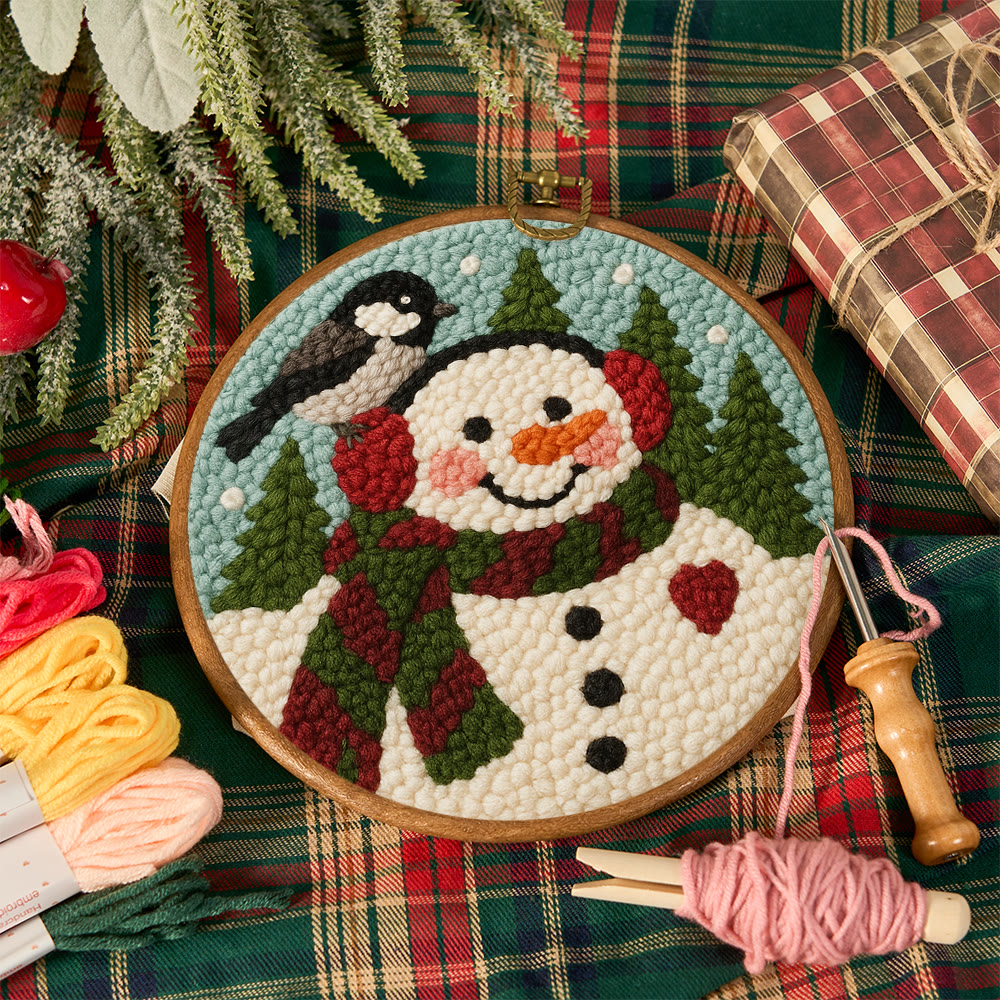 Winter Snowman Punch Needle Kit – Handcrafted Art | Cozy Seasonal Decor  - image 12