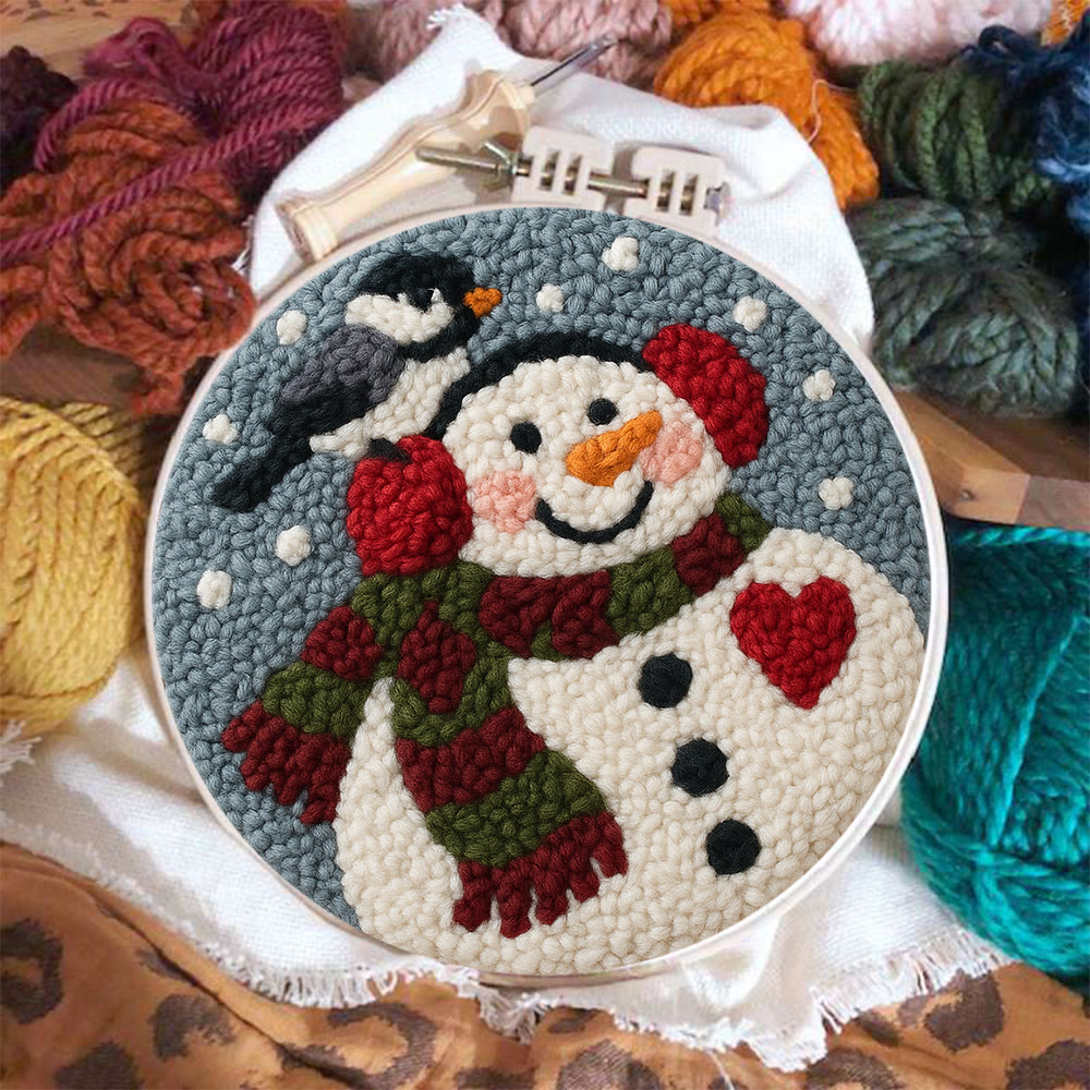Smiling Snowman Punch Needle Kit – Creative Fiber Art | Cheerful Winter Accent - image 3