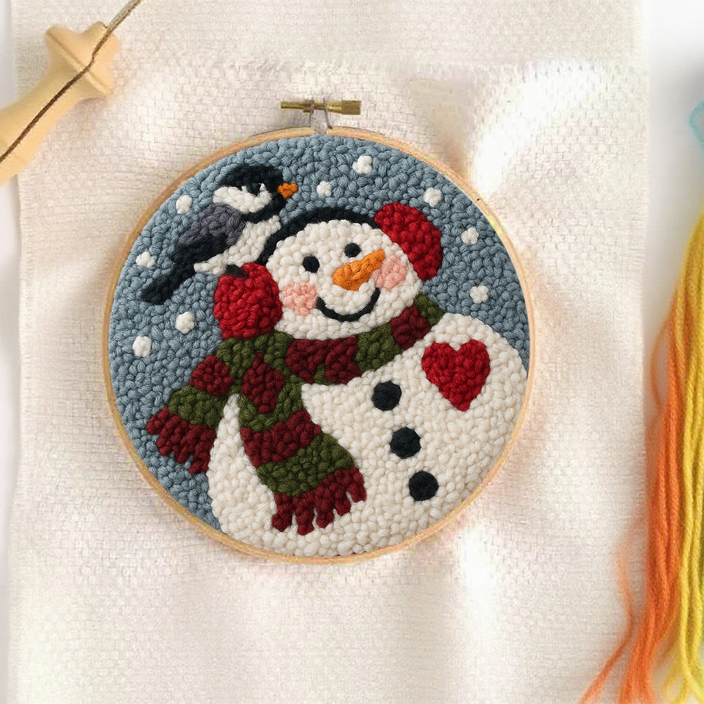 Smiling Snowman Punch Needle Kit – Creative Fiber Art | Cheerful Winter Accent - image 2