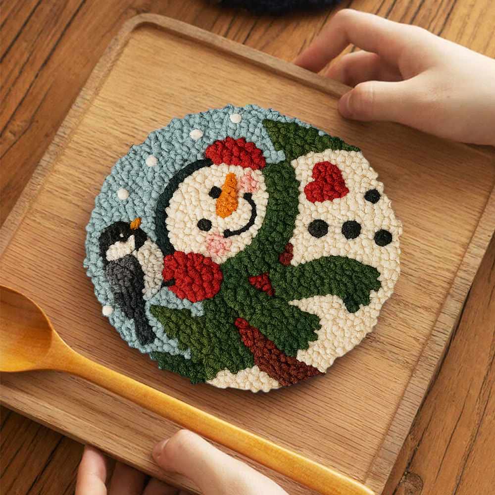 Snowfield Friend Punch Needle Kit – Textured Diy Art | Joyful Holiday Hanging - 5 inch Coaster Kit - image 5