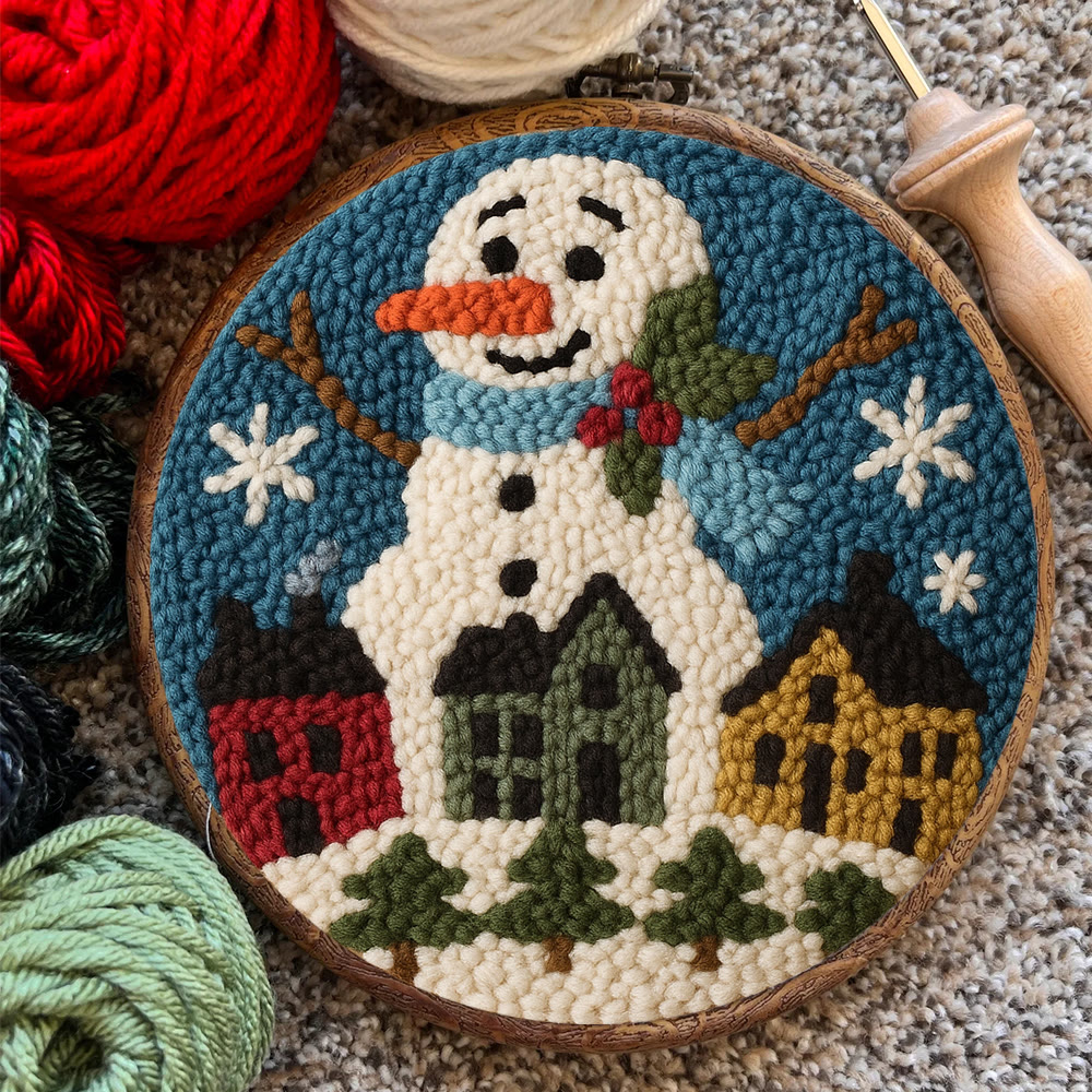 Village Snowman Punch Needle Kit – Beginner-Friendly Project | Charming Holiday Wall Piece - image 9