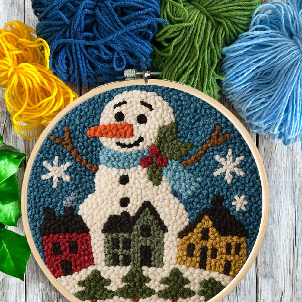 Village Snowman Punch Needle Kit – Beginner-Friendly Project | Charming Holiday Wall Piece - image 7