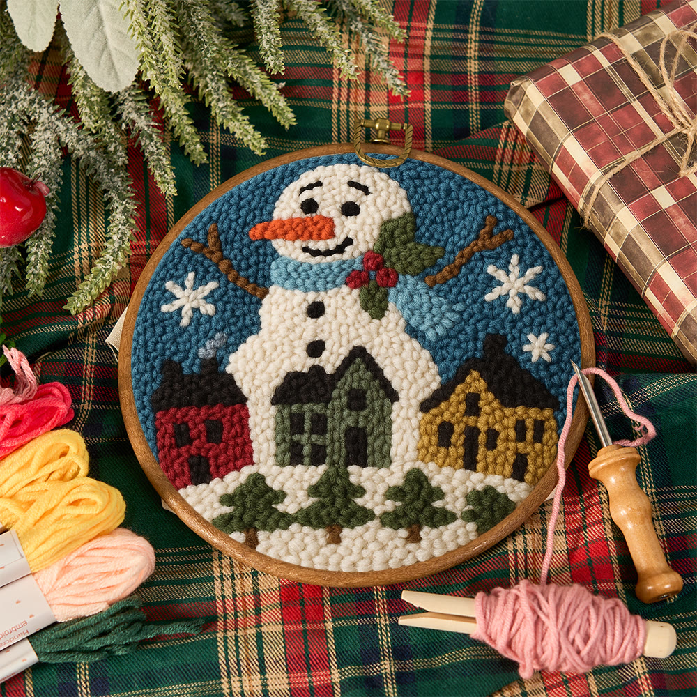 Village Snowman Punch Needle Kit – Beginner-Friendly Project | Charming Holiday Wall Piece - image 12