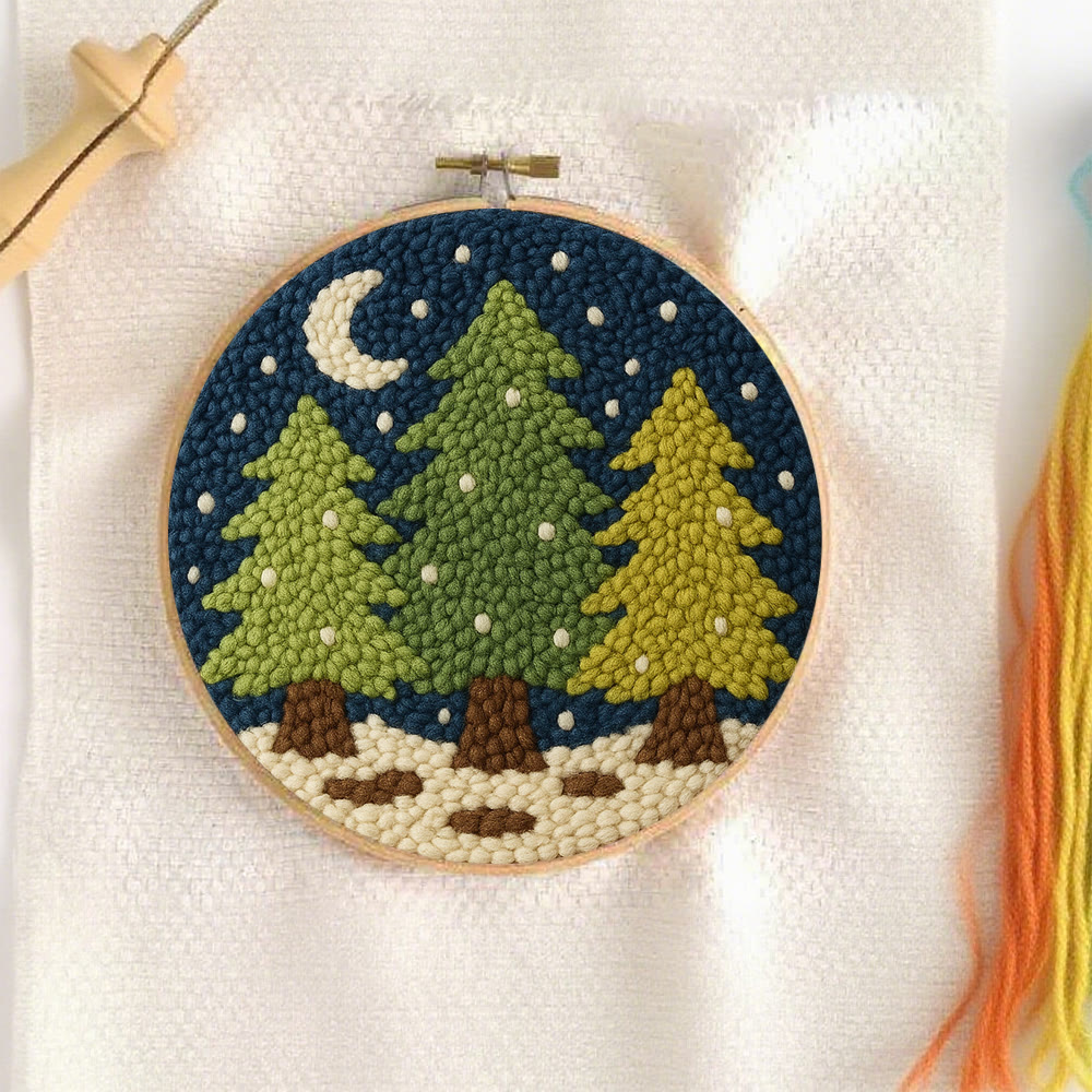 Nightfall Trees Punch Needle Kit – Starter Stitch Kit | Quiet Winter Wall Art - image 2