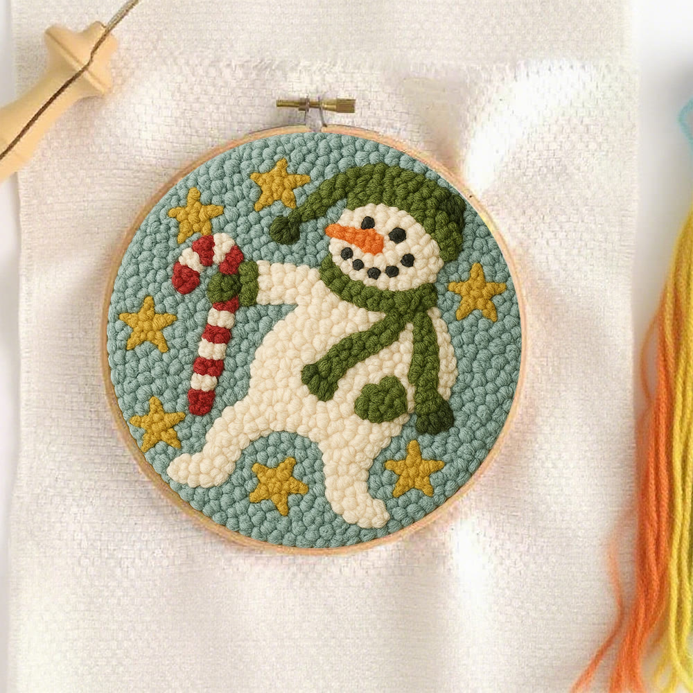 Whimsical Snowman Punch Needle Kit – Fun Holiday DIY Stitch Project | Playful Winter Decor - image 3