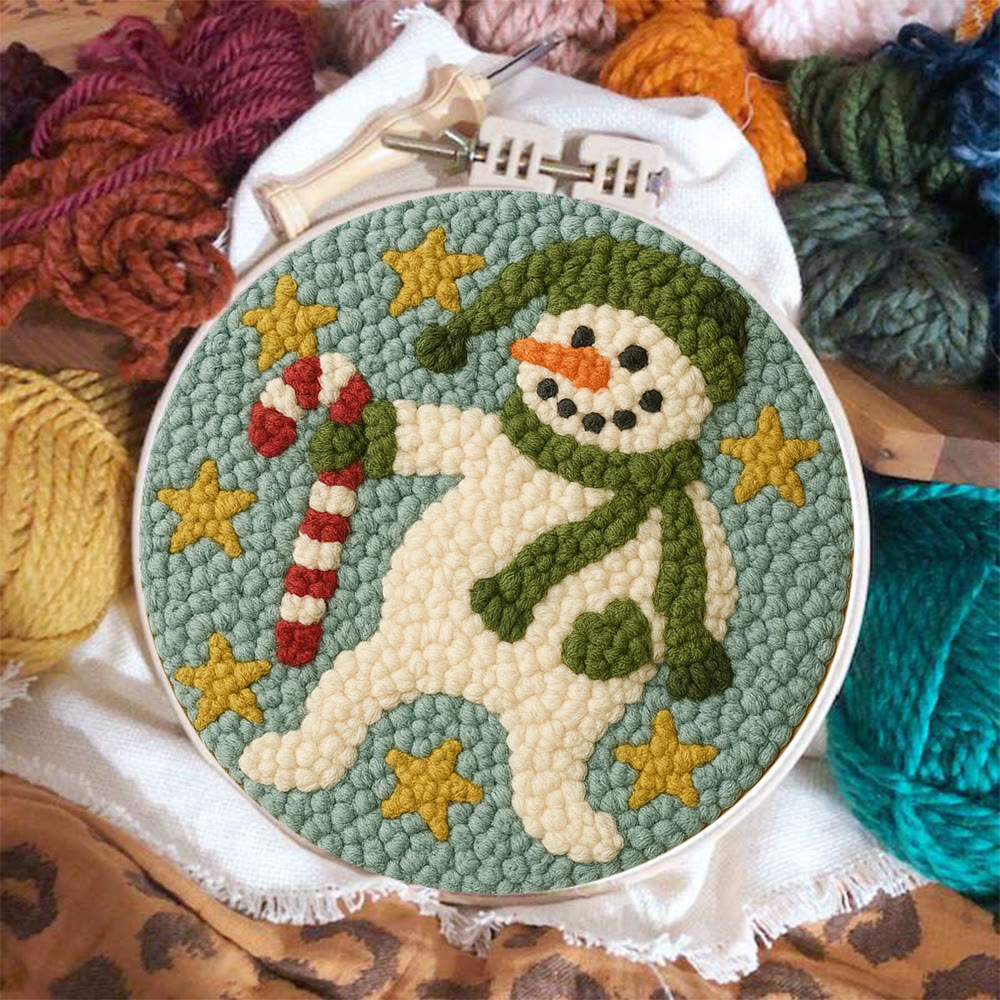 Whimsical Snowman Punch Needle Kit – Fun Holiday DIY Stitch Project | Playful Winter Decor - image 2