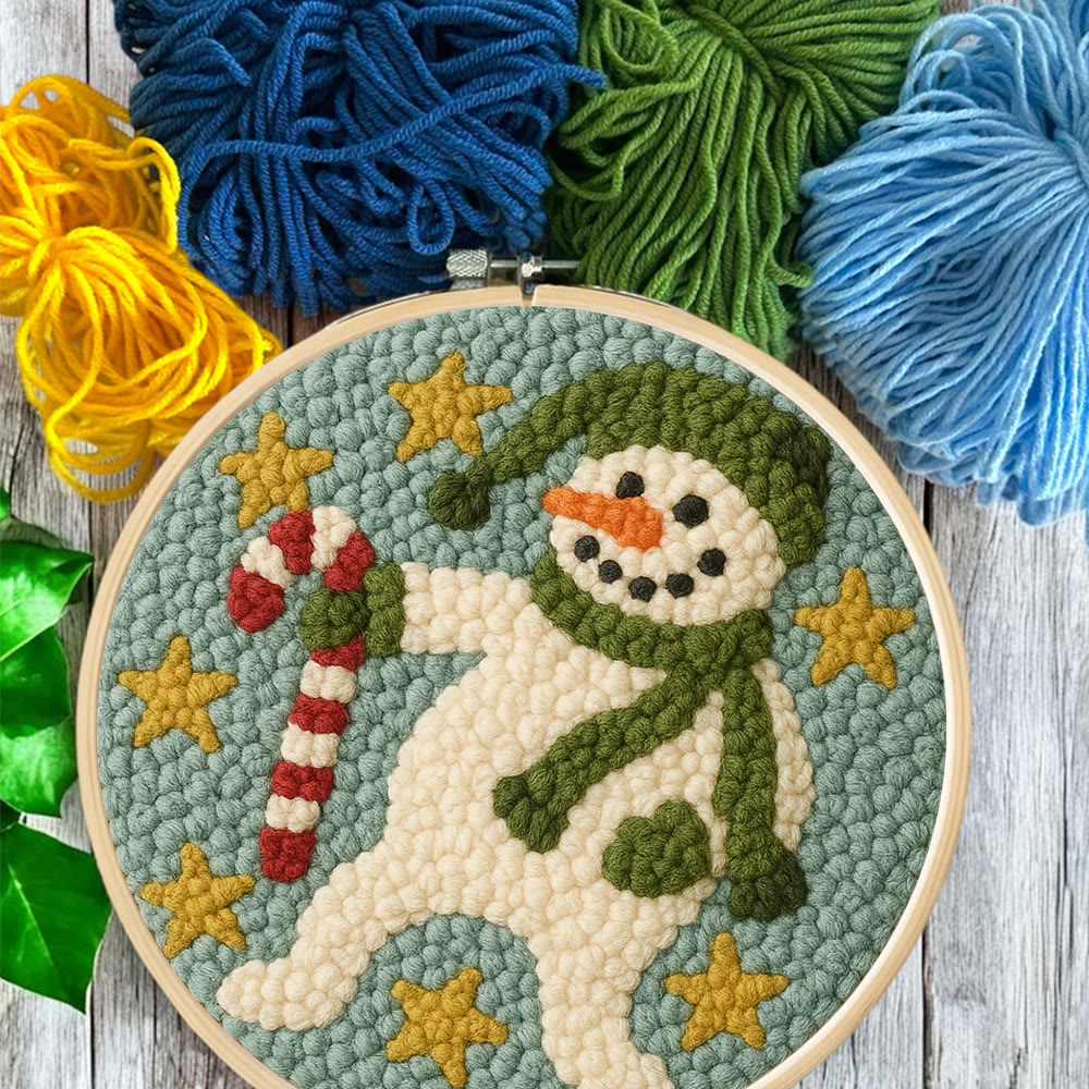 Whimsical Snowman Punch Needle Kit – Fun Holiday DIY Stitch Project | Playful Winter Decor - image 6