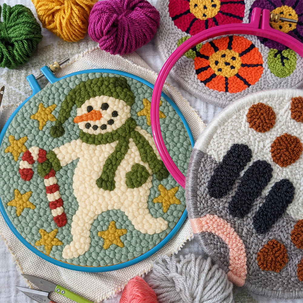Whimsical Snowman Punch Needle Kit – Fun Holiday DIY Stitch Project | Playful Winter Decor - image 10