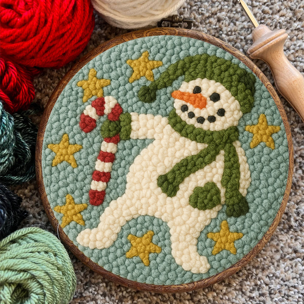 Whimsical Snowman Punch Needle Kit – Fun Holiday DIY Stitch Project | Playful Winter Decor - image 9