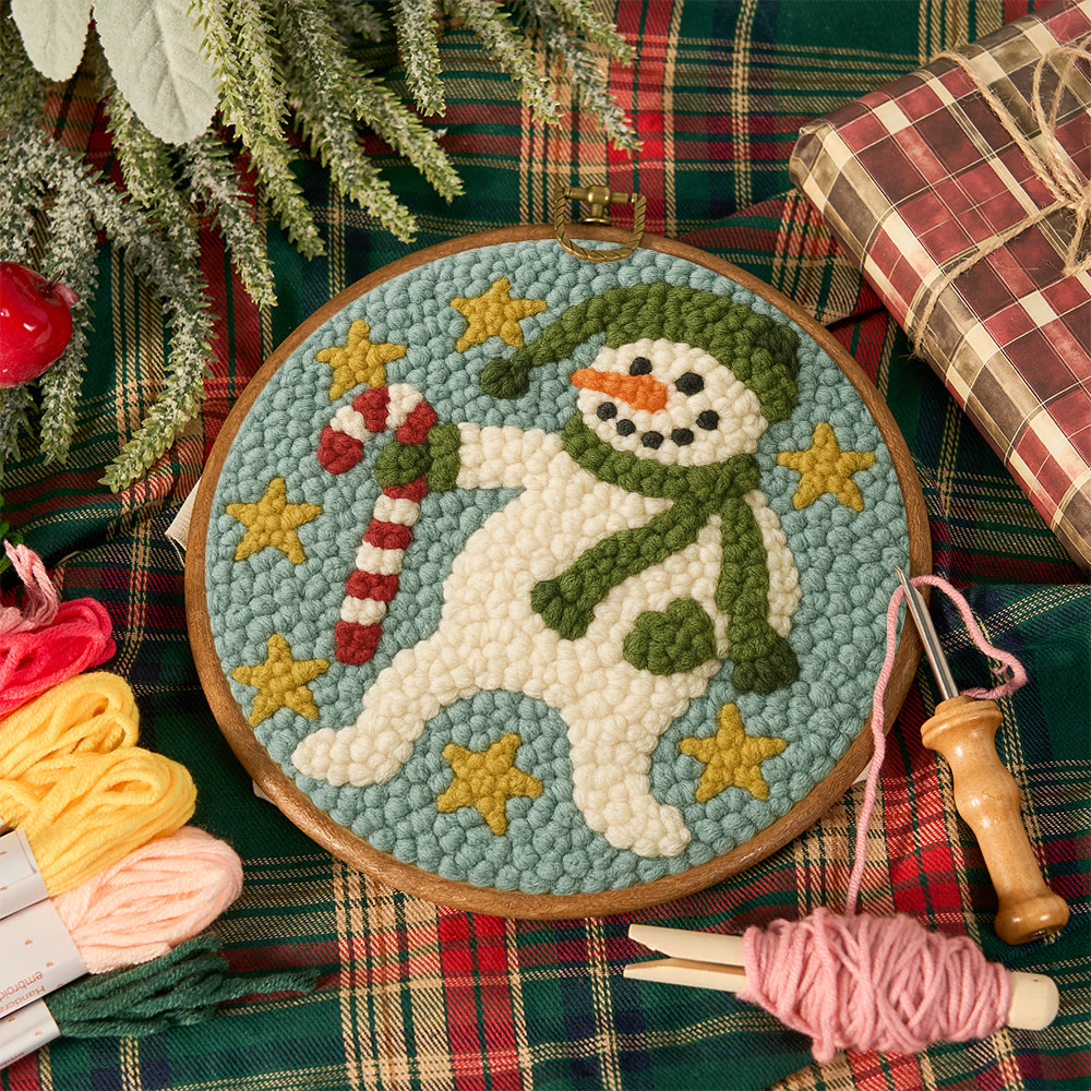 Whimsical Snowman Punch Needle Kit – Fun Holiday DIY Stitch Project | Playful Winter Decor - image 12