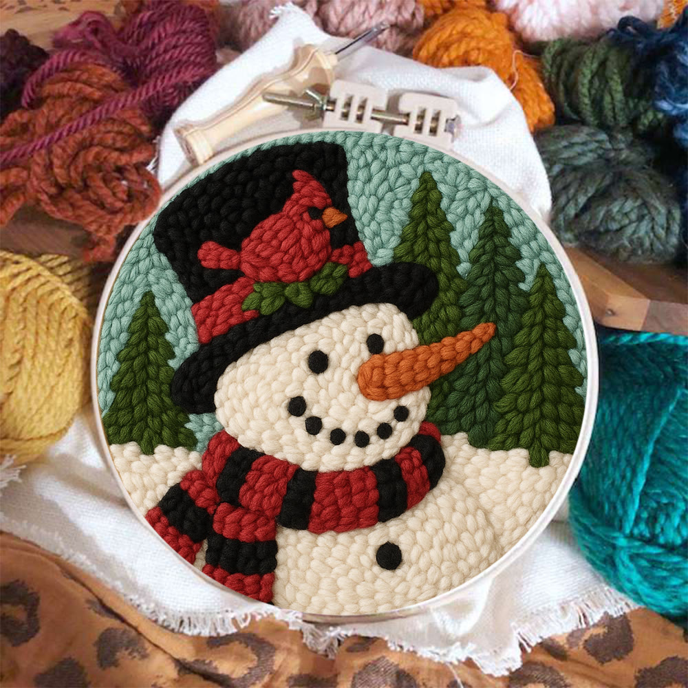 Snowman with Cardinal Punch Needle Kit – Cozy Winter DIY Gift | Handmade Holiday Keepsake - image 3