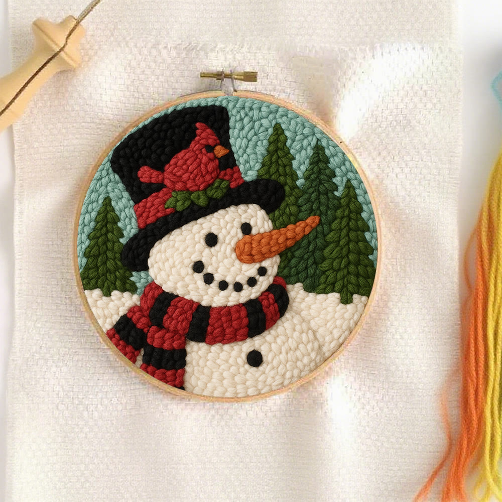 Snowman with Cardinal Punch Needle Kit – Cozy Winter DIY Gift | Handmade Holiday Keepsake - image 2