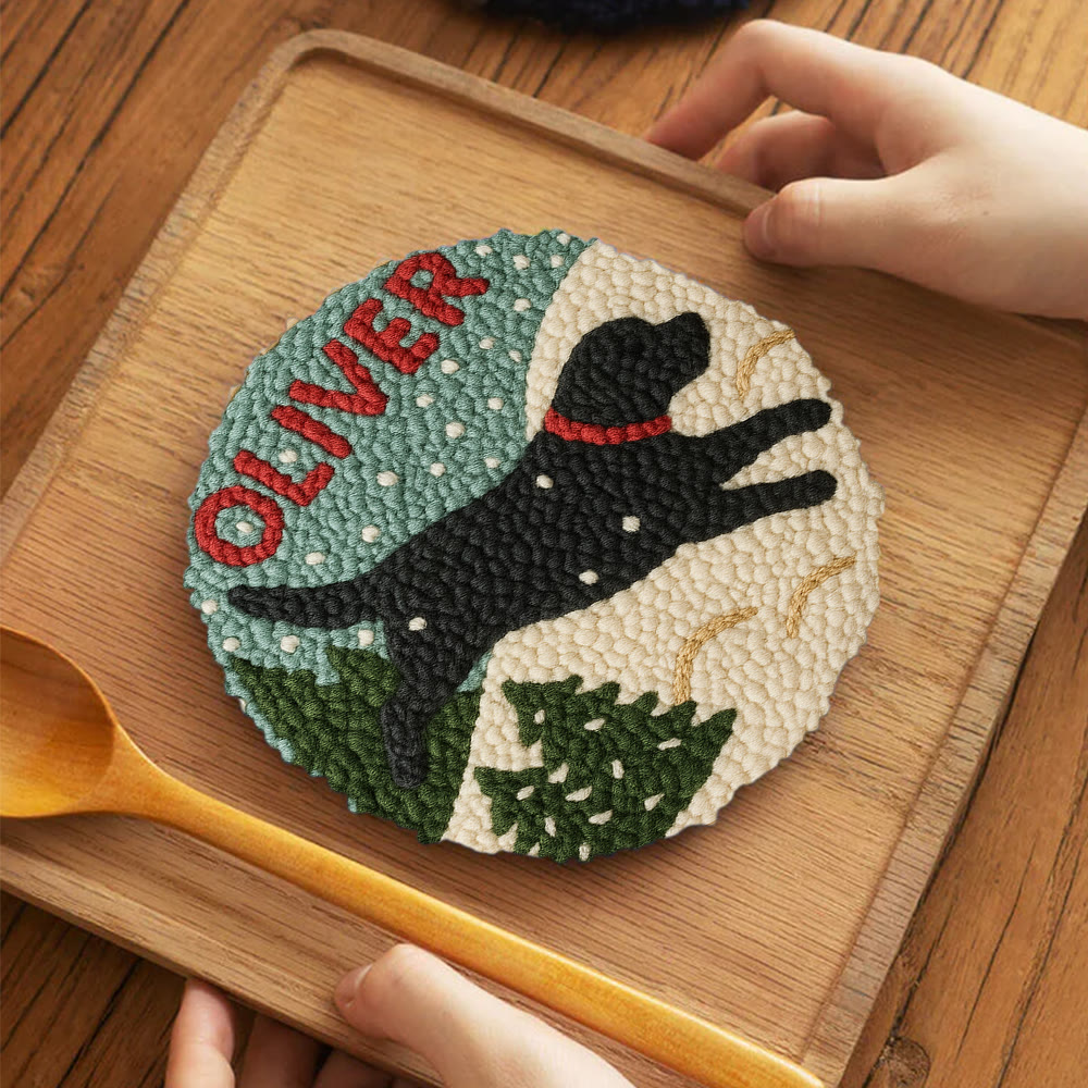 Winter Dog Punch Needle Kit – Cozy Seasonal Diy | Thoughtful Holiday Gift - 5 inch Coaster Kit - image 4