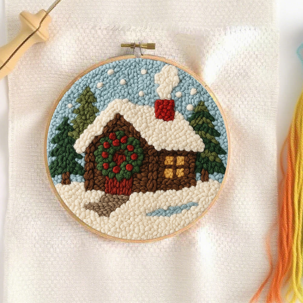 Snowy Cabin Punch Needle Kit – Beginner Winter Project | Handmade Holiday Idea - image 2