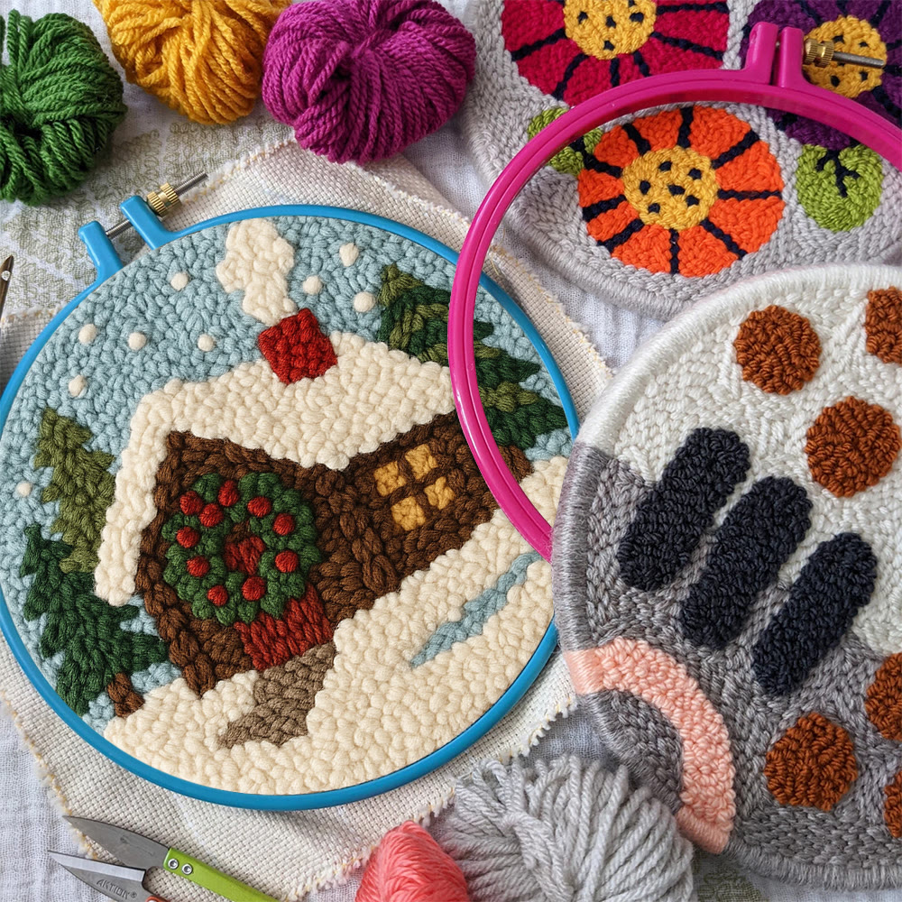 Snowy Cabin Punch Needle Kit – Beginner Winter Project | Handmade Holiday Idea - image 10