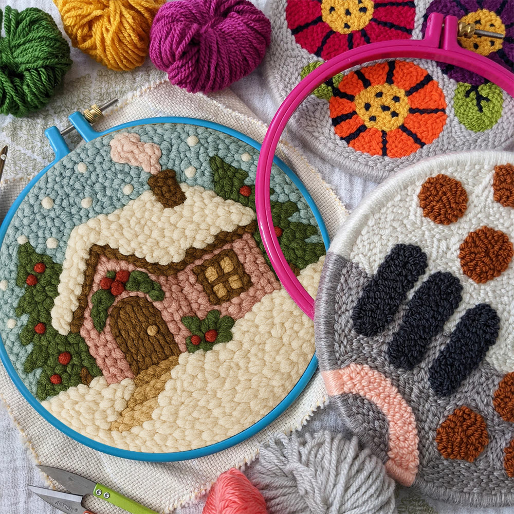 Cozy Pastel Punch Needle Kit – Beginner Snowy Cottage Stitching | Relaxing DIY Craft Experience - image 10