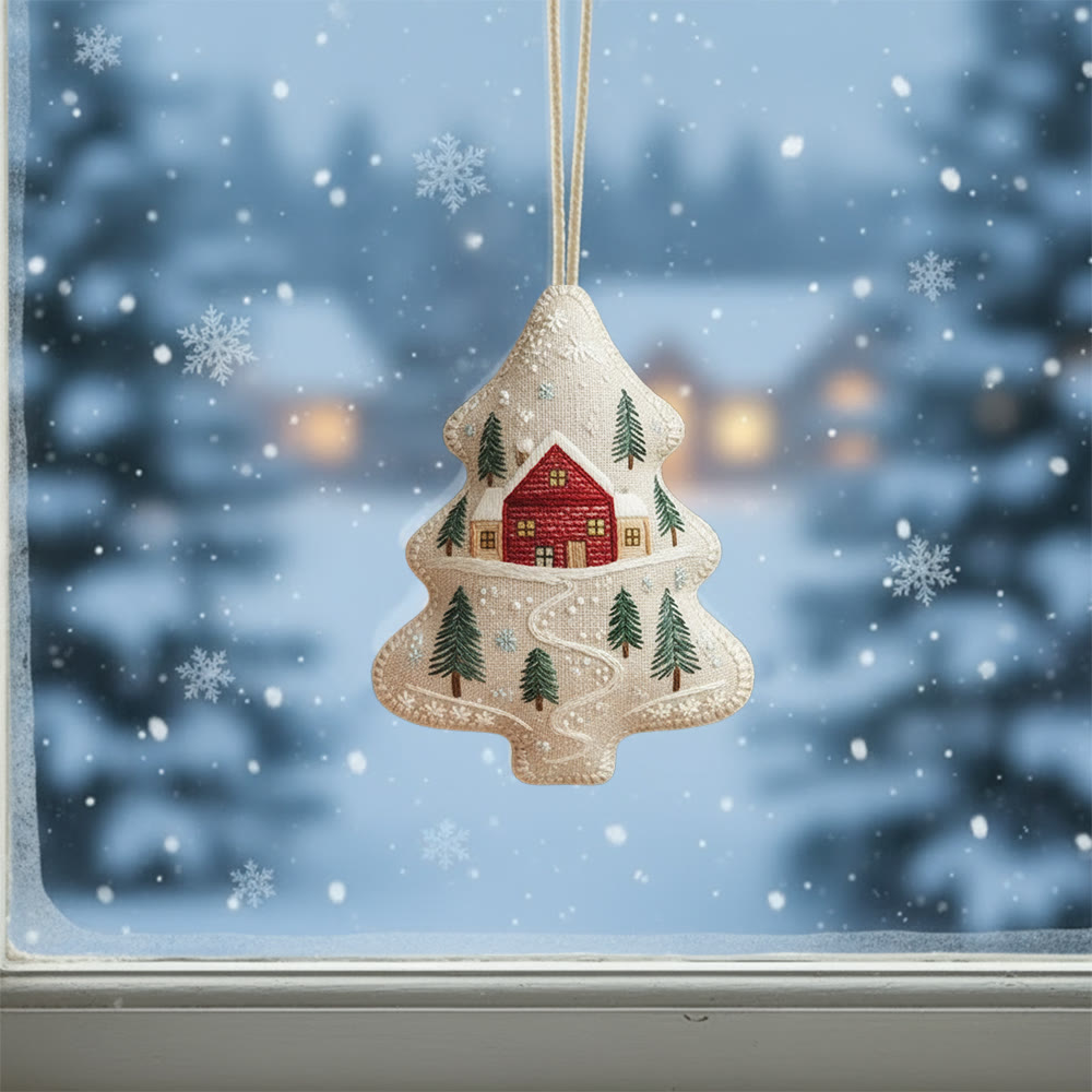 Rubbyoo Tree-shaped Embroidery Kit - Snowy House | Diy Christmas Gift | Perfect Home Decor - image 2