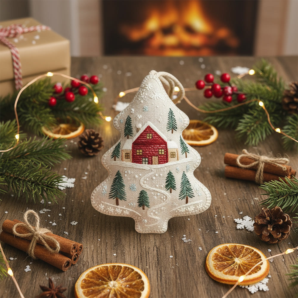 Rubbyoo Tree-shaped Embroidery Kit - Snowy House | Diy Christmas Gift | Perfect Home Decor - image 6