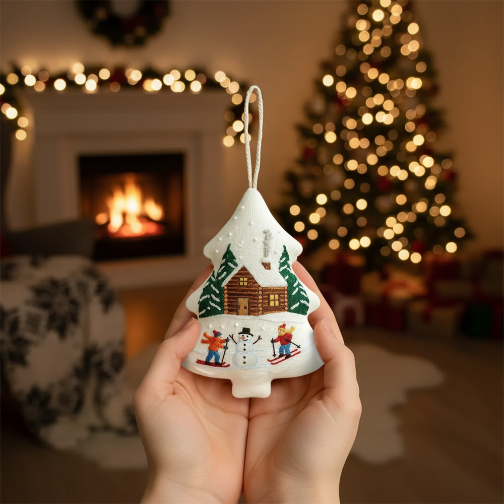 Rubbyoo Tree-shaped Embroidery Kit - Winter Skiing | Winter Handmade Craft | Nice Christmas Tree Hanging  - image 2