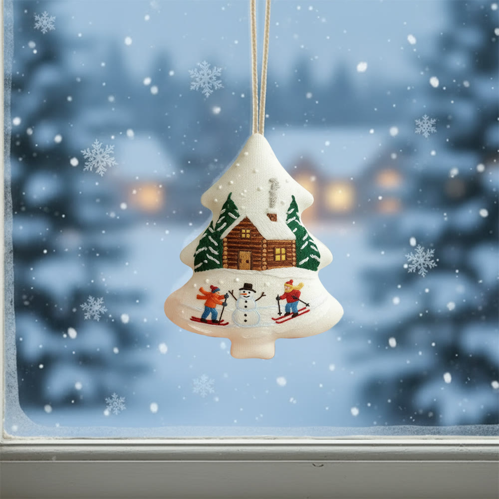 Rubbyoo Tree-shaped Embroidery Kit - Winter Skiing | Winter Handmade Craft | Nice Christmas Tree Hanging  - image 3