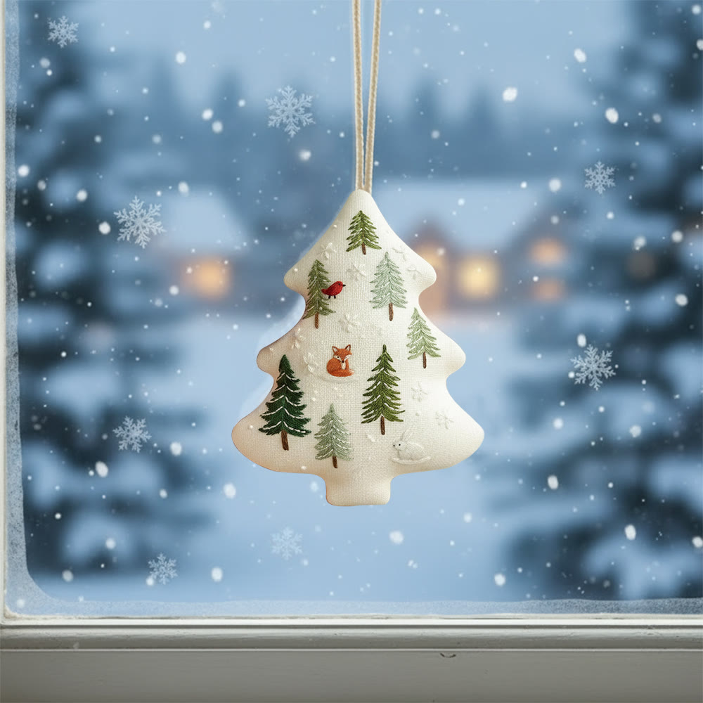 Rubbyoo Tree-shaped Embroidery Kit - Winter Forest | Christmas Handmade Hanging | Winter Collection Craft - image 2
