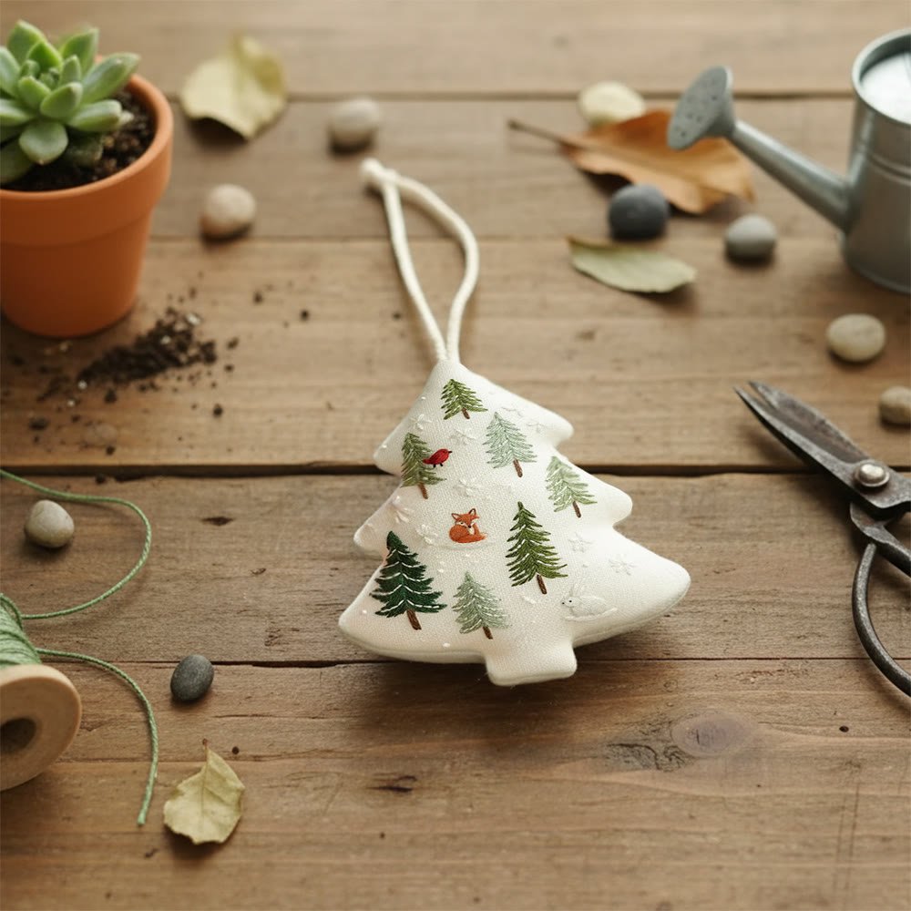 Rubbyoo Tree-shaped Embroidery Kit - Winter Forest | Christmas Handmade Hanging | Winter Collection Craft - image 4