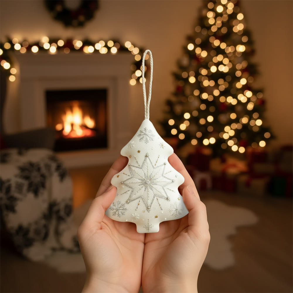 Rubbyoo Tree-shaped Embroidery Kit - Snowflake | Christmas Wall Decoration | Diy Winter Art - image 3