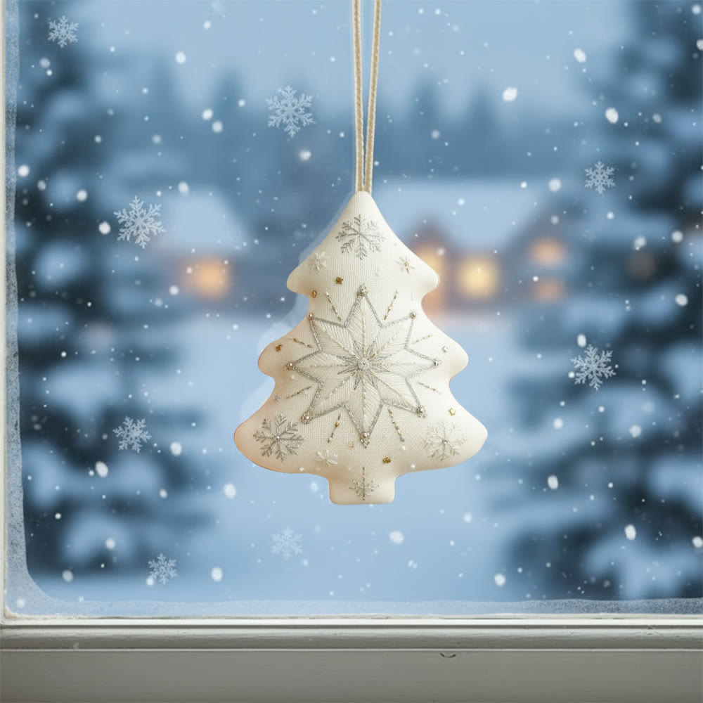 Rubbyoo Tree-shaped Embroidery Kit - Snowflake | Christmas Wall Decoration | Diy Winter Art - image 2