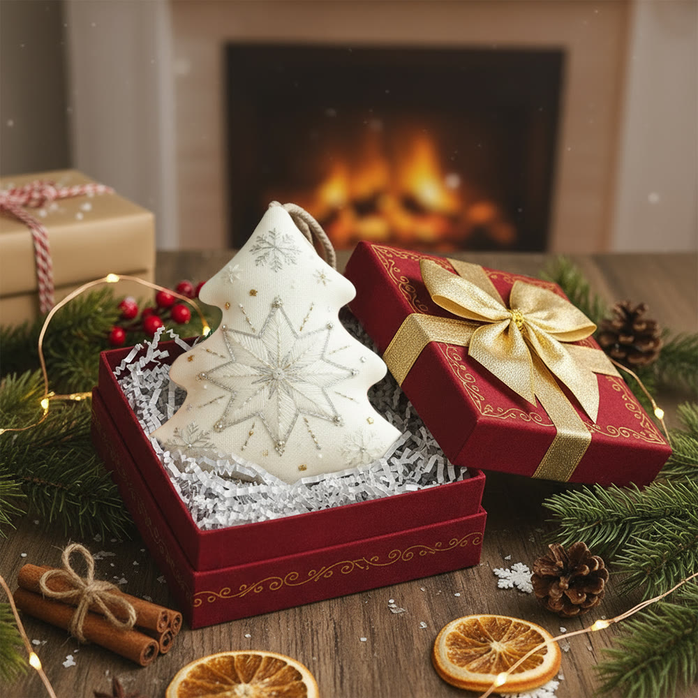 Rubbyoo Tree-shaped Embroidery Kit - Snowflake | Christmas Wall Decoration | Diy Winter Art - image 4