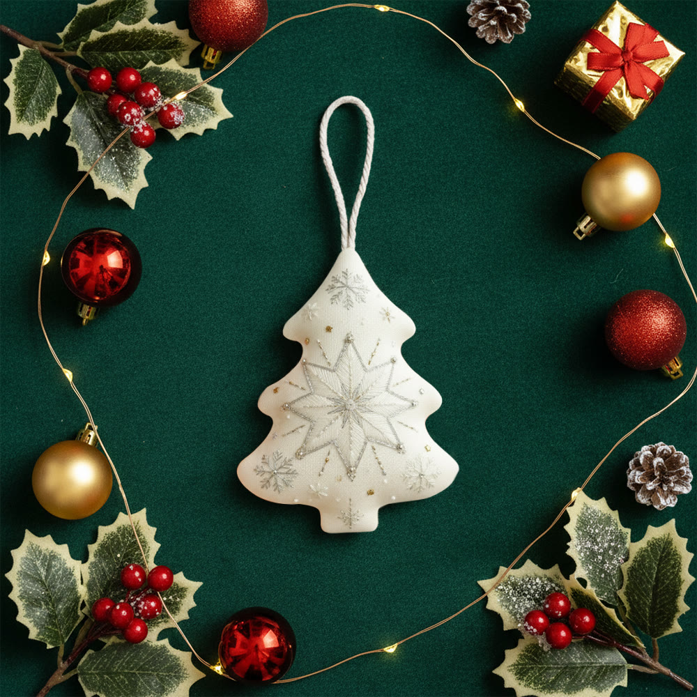 Rubbyoo Tree-shaped Embroidery Kit - Snowflake | Christmas Wall Decoration | Diy Winter Art - image 10