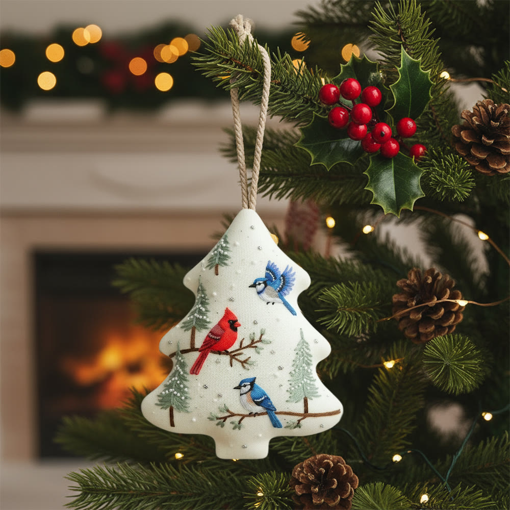 Rubbyoo Tree-shaped Embroidery Kit - Christmas Bird | Unique Animal Craft | Nice Gift For Bird Lovers - 6 inches hoop kit - image 1