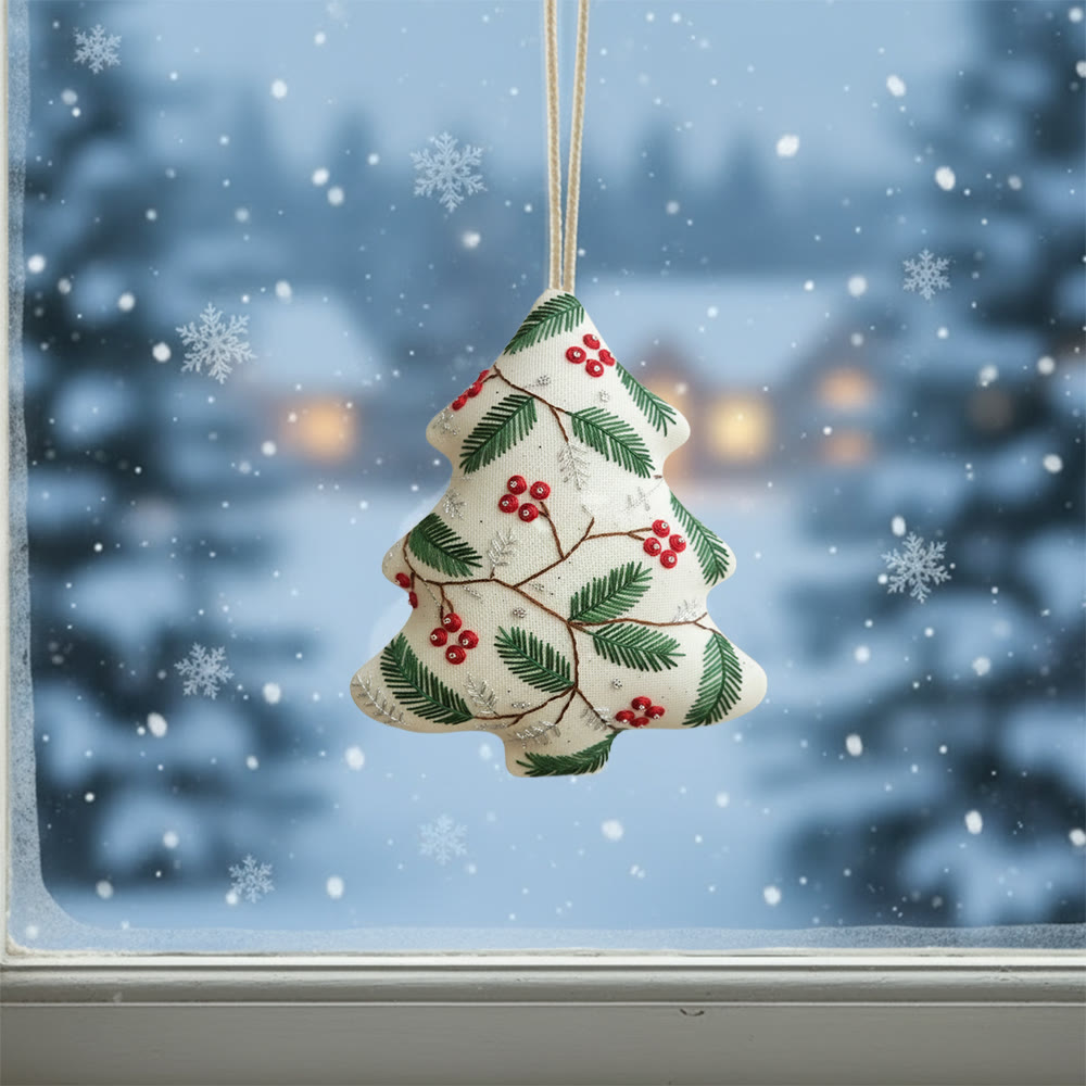 Rubbyoo Tree-shaped Embroidery Kit - Christmas Holly | Holiday Home Decoration | Diy Stitch Craft  - image 2